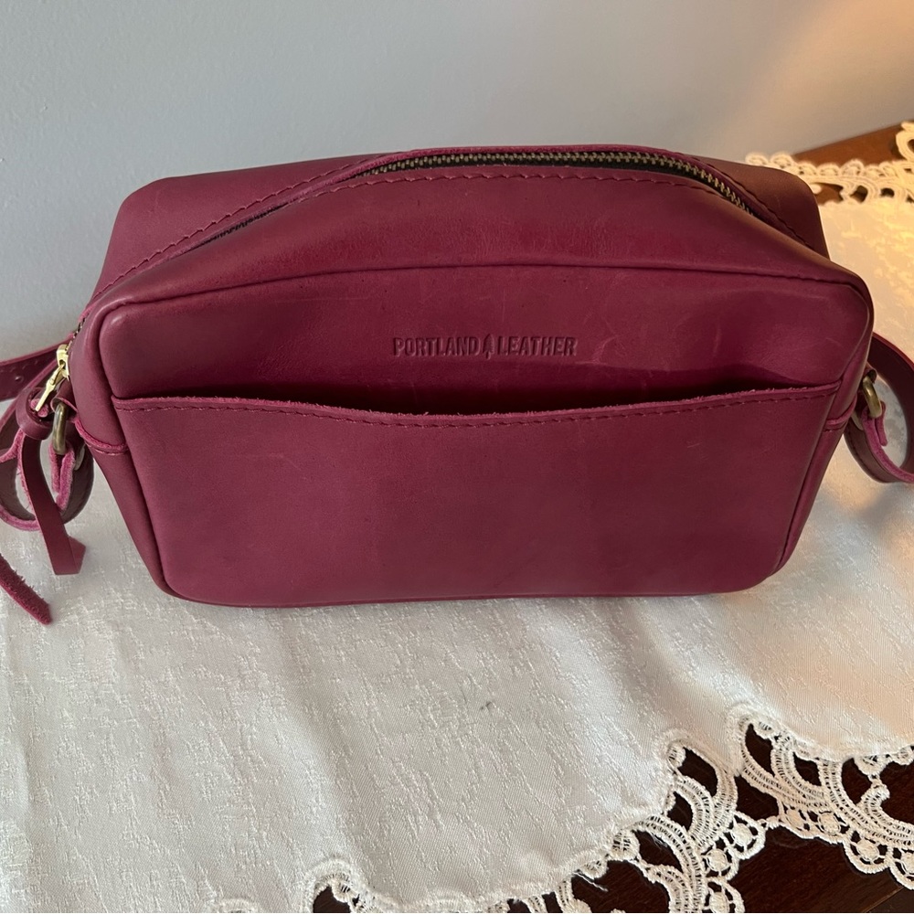Portland Leather “Almost Perfect” Toaster Bag. Boysenberry color